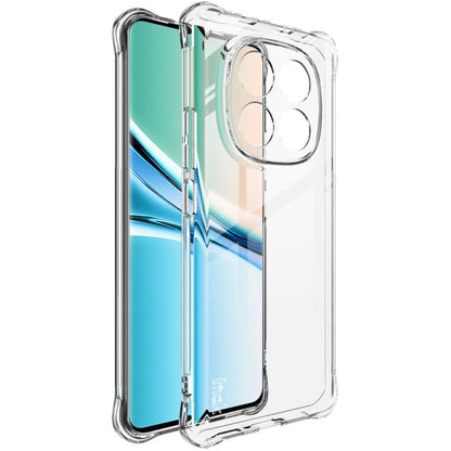 Clear TPU shockproof phone case with dual camera cutouts and reinforced corner protection.