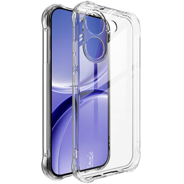 Transparent TPU shockproof phone case with dual camera cutouts and snug front lip.