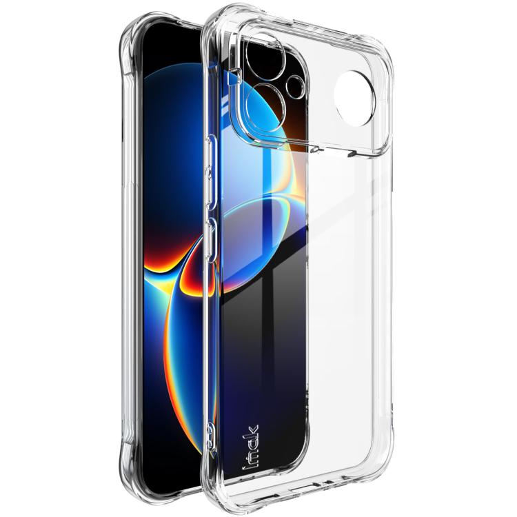 Transparent shockproof TPU phone case with camera cutout and raised edges