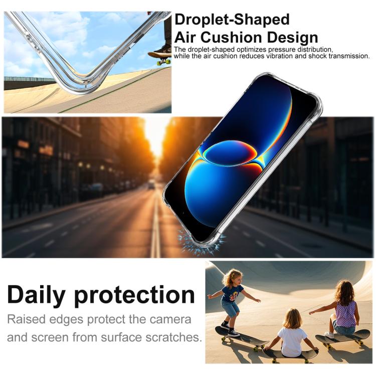Transparent TPU phone case with droplet air-cushion shock absorption corners