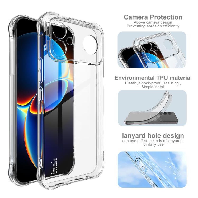 Clear shockproof TPU case with camera protection and lanyard hole design