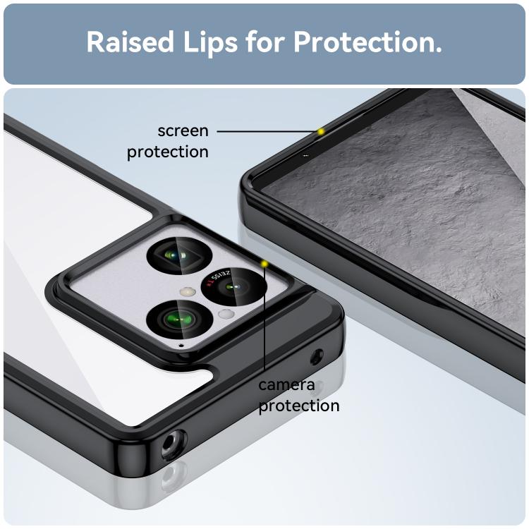 Black hybrid TPU phone case with raised lips for screen and camera protection