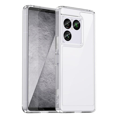 Transparent hybrid TPU phone case with raised camera bezel