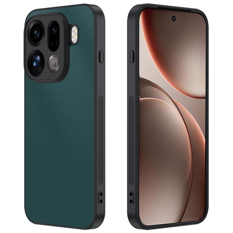 Ultra-thin green leather phone case with cutouts for camera and buttons