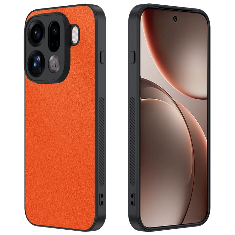 Ultra-thin leather phone case, orange, textured back with camera cutout