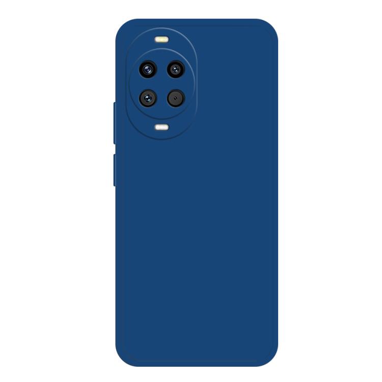 Liquid silicone phone case in dark blue with camera cutout and side buttons