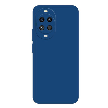 Liquid silicone phone case in dark blue with camera cutout and side buttons