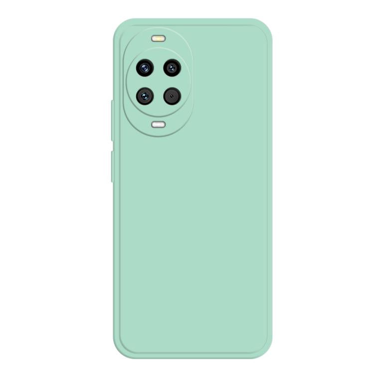 Liquid silicone phone case in mint green with camera cutout and side buttons