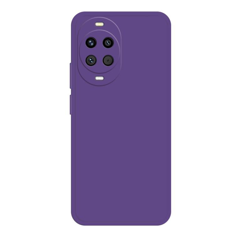 Liquid silicone phone case in purple with camera cutout and side buttons