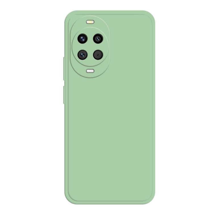 Liquid silicone phone case in pale green with camera cutout and side buttons