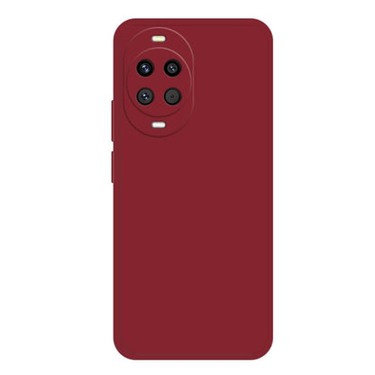 Liquid silicone phone case in dark red with camera cutout and side buttons