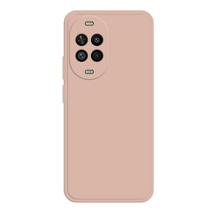 Light pink silicone phone case with quad camera cutout and side button openings.