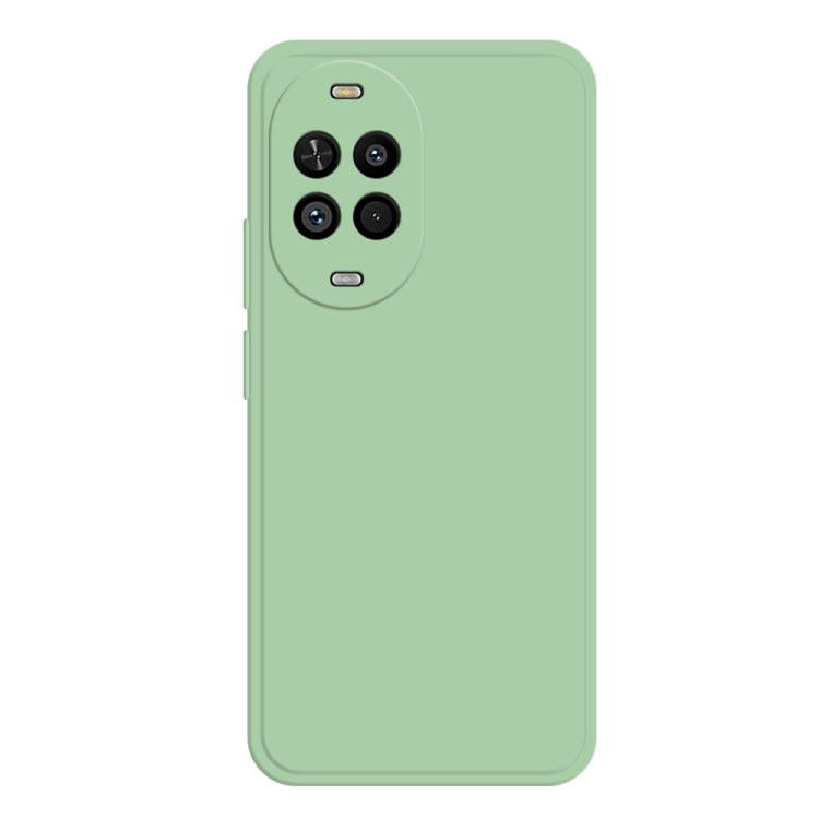 Liquid silicone phone case in mint green with raised camera cutouts