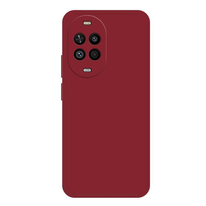 Liquid silicone phone case in dark red with raised camera cutouts