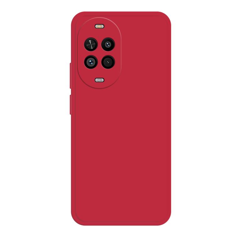 Liquid silicone phone case in red with raised camera cutouts