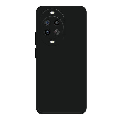 Black liquid silicone phone case with triple camera cutout and raised camera rings.