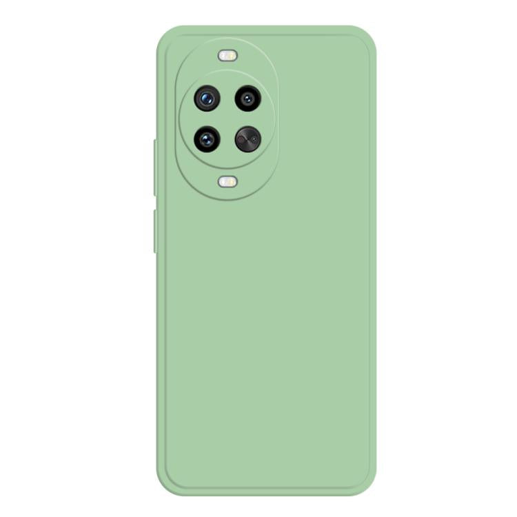 Seafoam green liquid silicone phone case with triple camera cutout and side button cut.