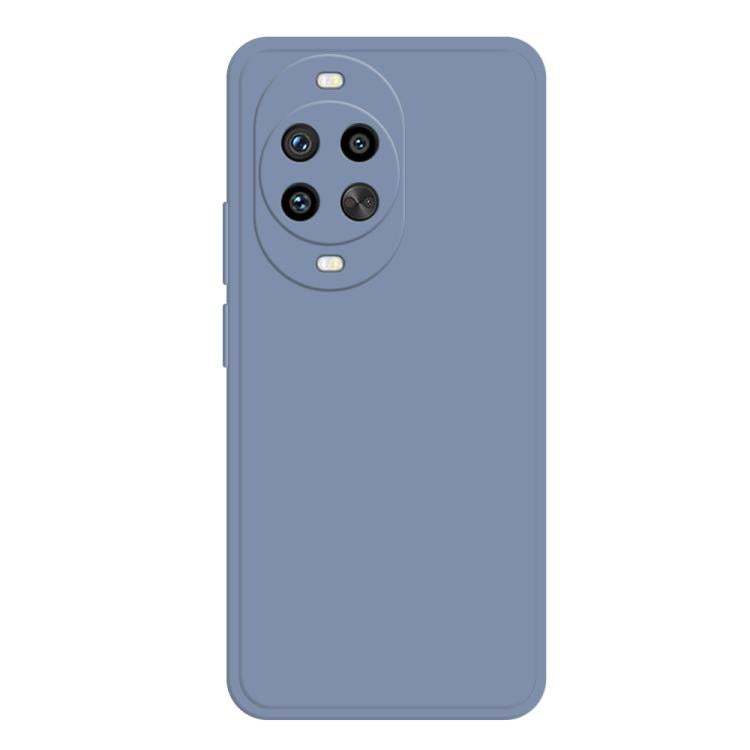 Light blue liquid silicone phone case with triple camera cutout and raised camera area.