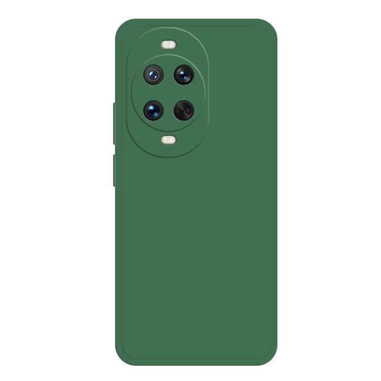Liquid silicone phone case in dark green with raised camera cutouts