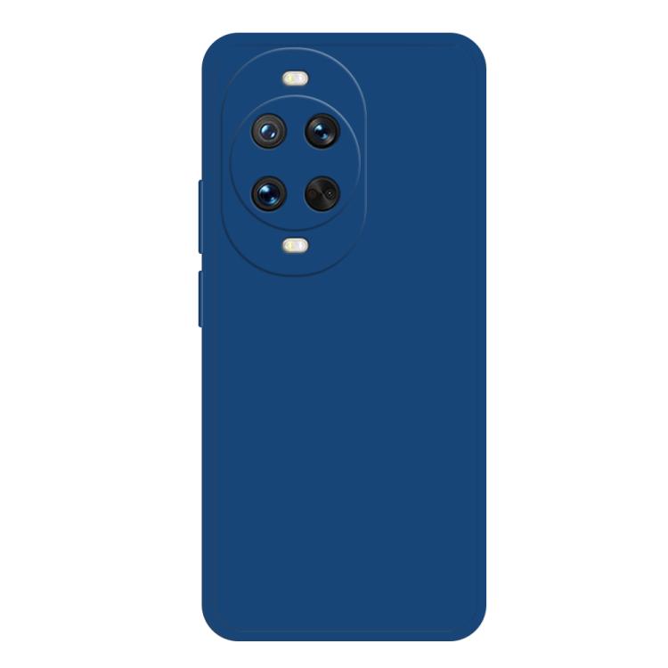 Liquid silicone phone case in navy blue with raised camera cutouts