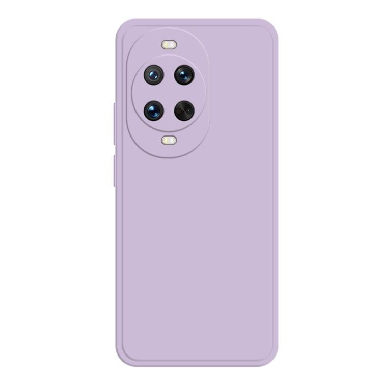 Liquid silicone phone case in light purple with raised camera cutouts