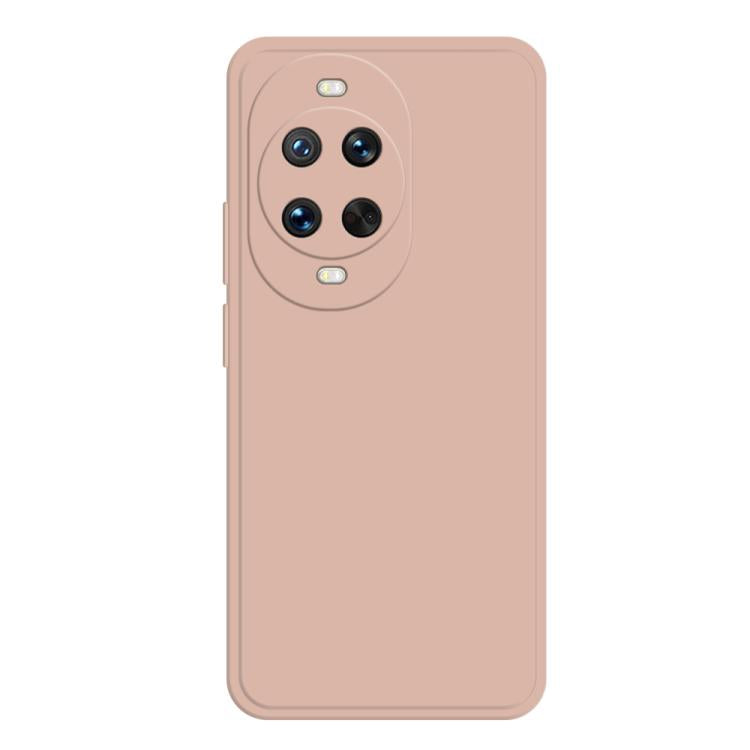 Liquid silicone phone case in blush pink with raised camera cutouts