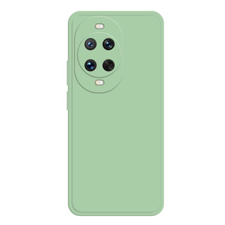 Liquid silicone phone case in light green with camera cutout and side button cutouts