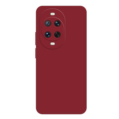 Liquid silicone phone case in maroon with camera cutout and side button cutouts