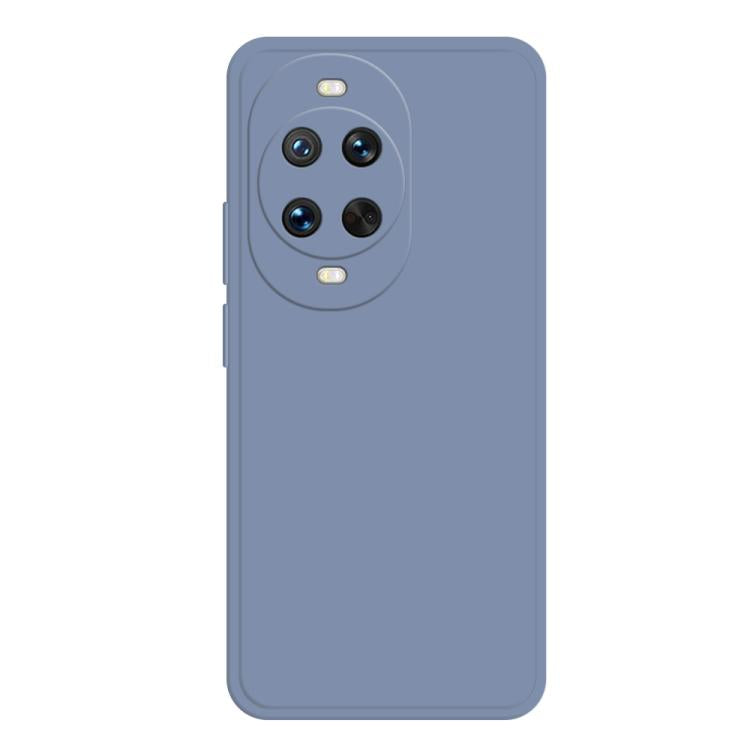 Liquid silicone phone case in light blue with camera cutout and side button cutouts