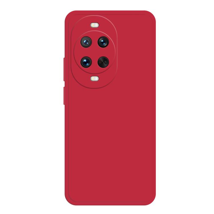 Liquid silicone phone case in red with camera cutout and side button cutouts