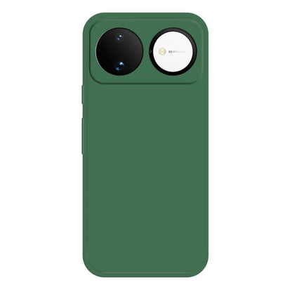 Dark green liquid silicone phone case with dual camera cutouts and side buttons