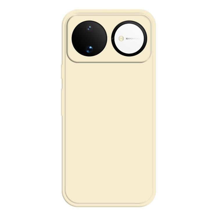 White liquid silicone phone case with dual camera cutouts and side buttons