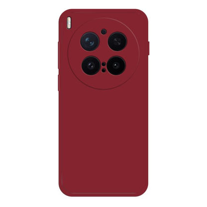 Imitation liquid silicone phone case in deep red, with camera cutouts