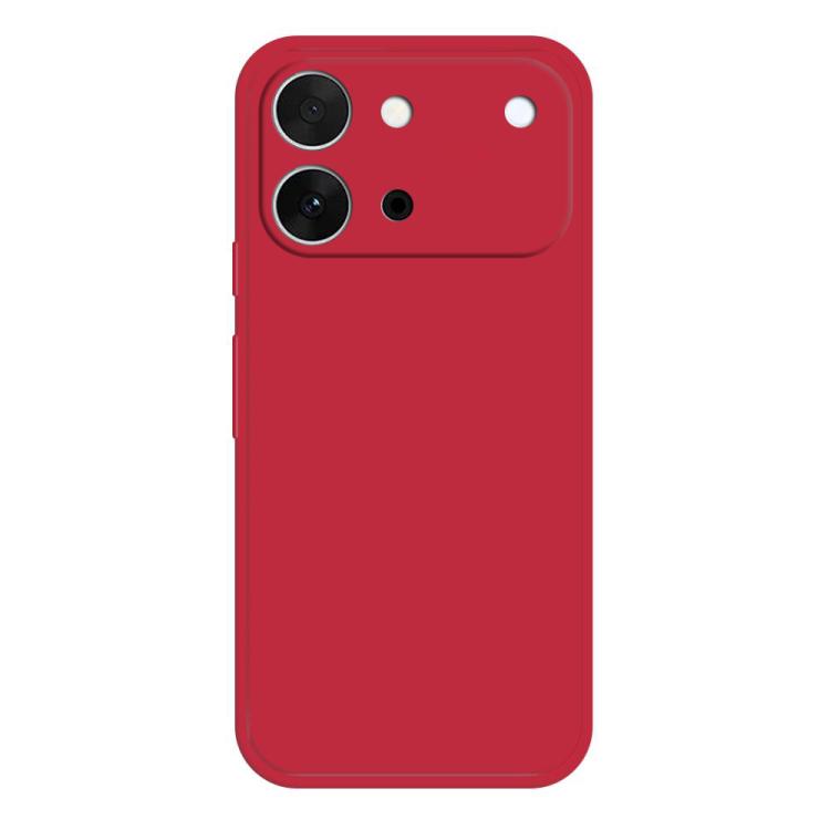 Red liquid silicone phone case with dual camera cutouts