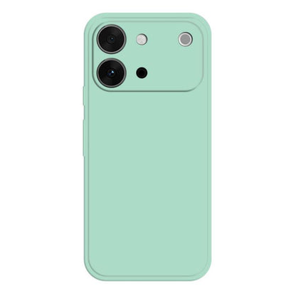 Mint green liquid silicone phone case with dual camera cutouts