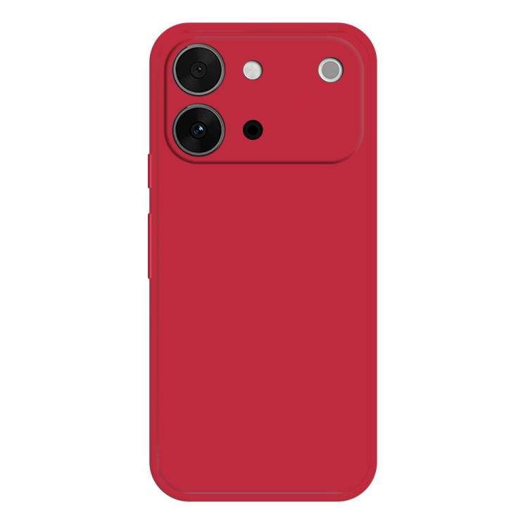 Red liquid silicone phone case with two-camera module and raised camera rings