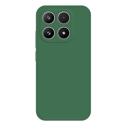 Dark green liquid silicone phone case with four camera cutouts and raised edges