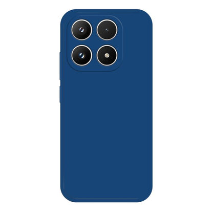 Blue liquid silicone phone case with four camera cutouts and raised edges