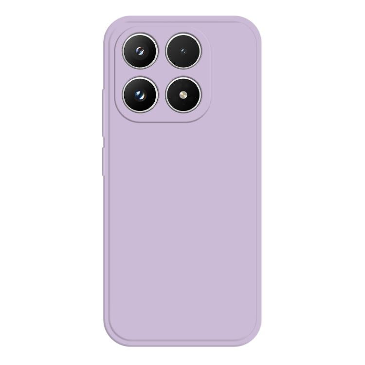 Purple liquid silicone phone case with four camera cutouts and raised edges