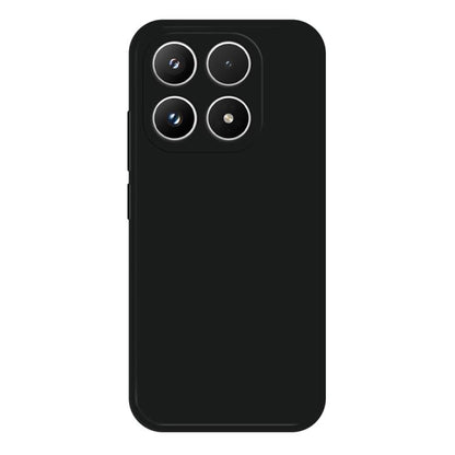 Black liquid silicone phone case with four camera cutouts and raised edges