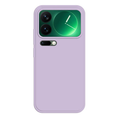 Liquid silicone phone case, lavender with camera cutouts and raised edges