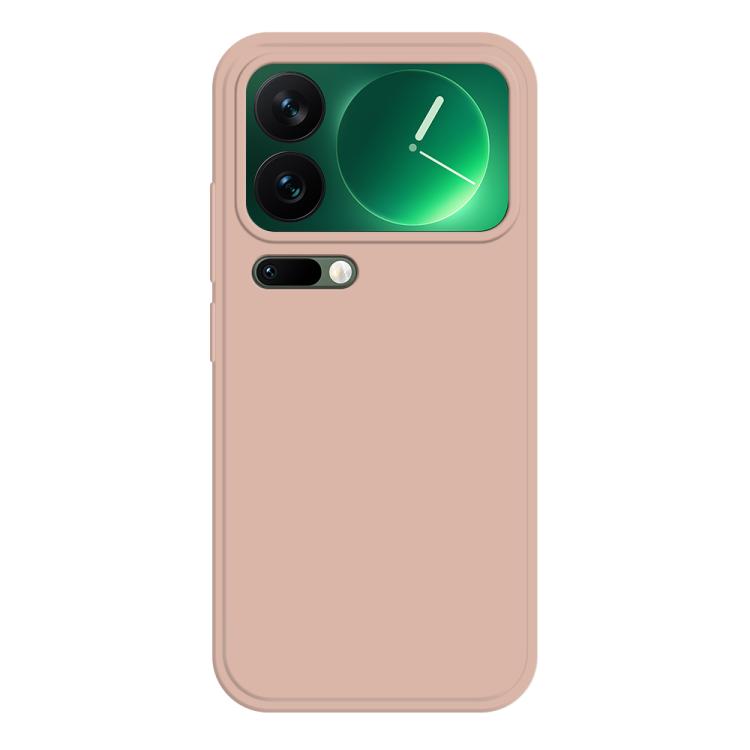 Liquid silicone phone case, rose pink with camera cutouts and raised edges