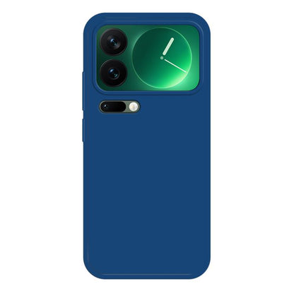 Blue liquid silicone phone case with camera cutouts and side buttons