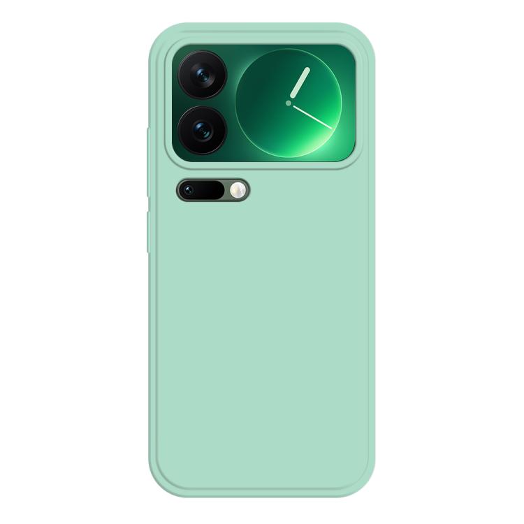 Liquid silicone phone case, light green with camera cutouts