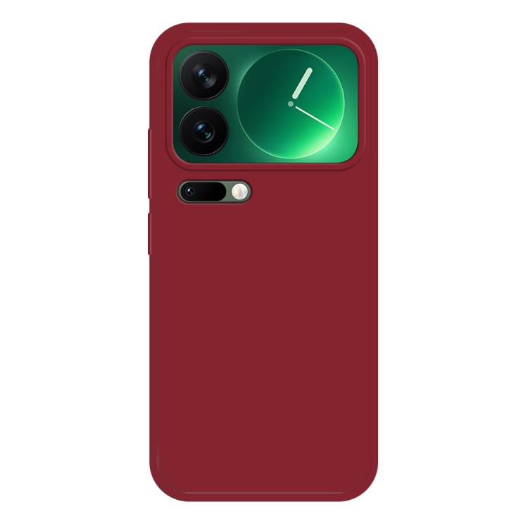 Liquid silicone phone case, dark red with camera cutouts