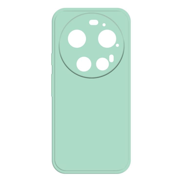 Light green silicone phone case with camera cutouts and raised lip edges