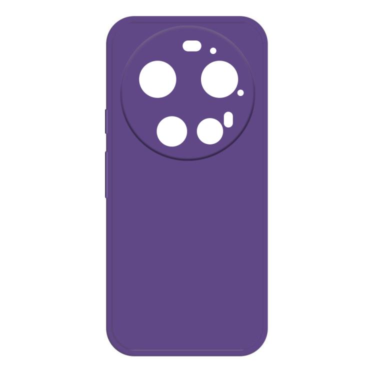 Purple liquid silicone phone case with camera cutouts and button openings