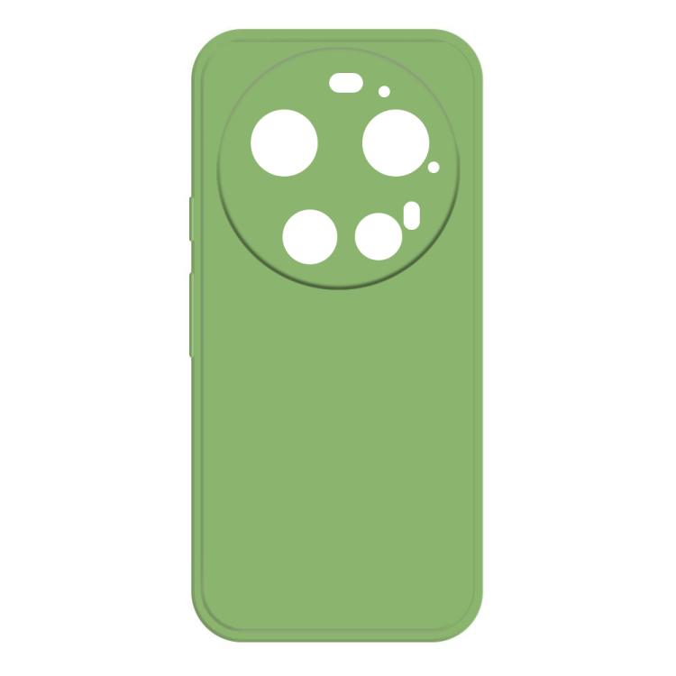 Green liquid silicone phone case with camera cutouts and button openings
