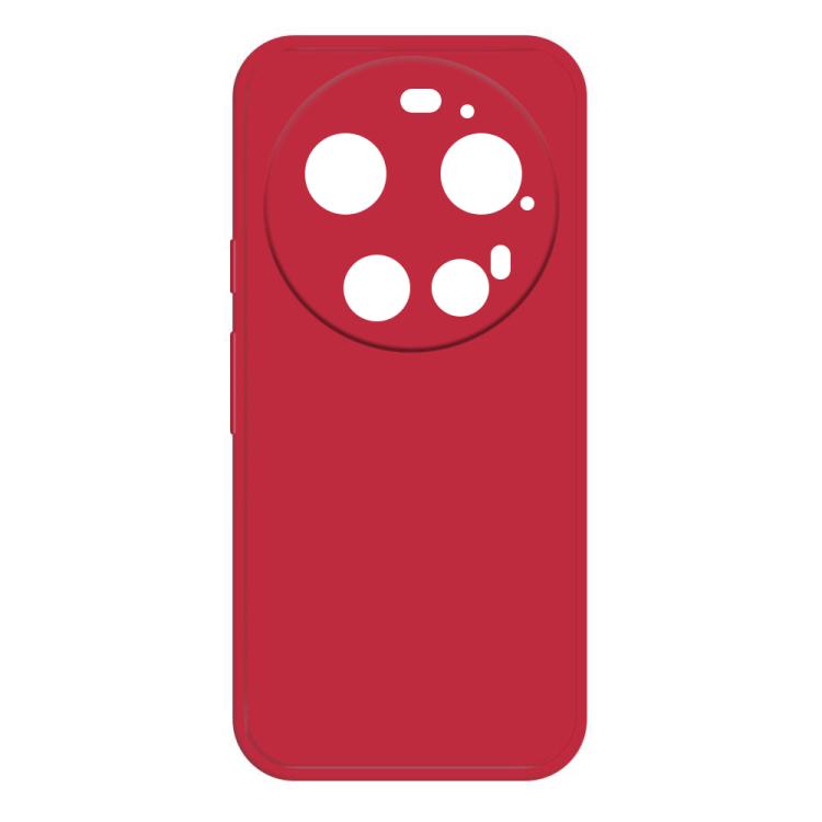Dark red liquid silicone phone case with camera cutouts and button openings