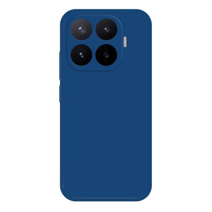 Blue liquid silicone phone case with camera cutout and side button openings